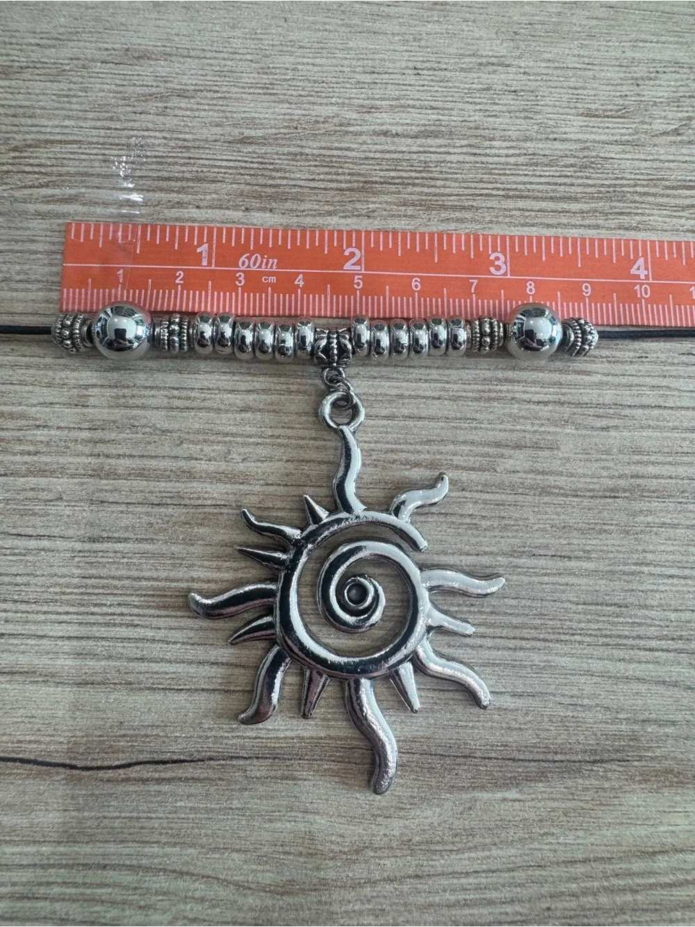 Silver Sunburst Pendant Necklace and Earring Set -